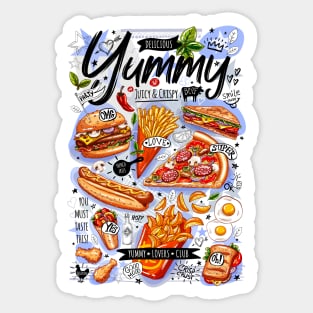 Food, yummy, print, burger, pizza, sandwich, roll, chicken Sticker